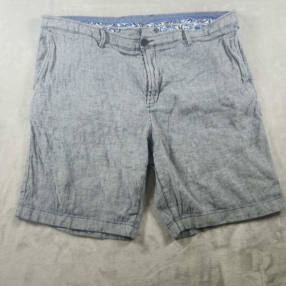 Tommy Bahama Men's Sz 42 Shorts Blue Pin Stripe 100% Linen 10" Inseam Coastal